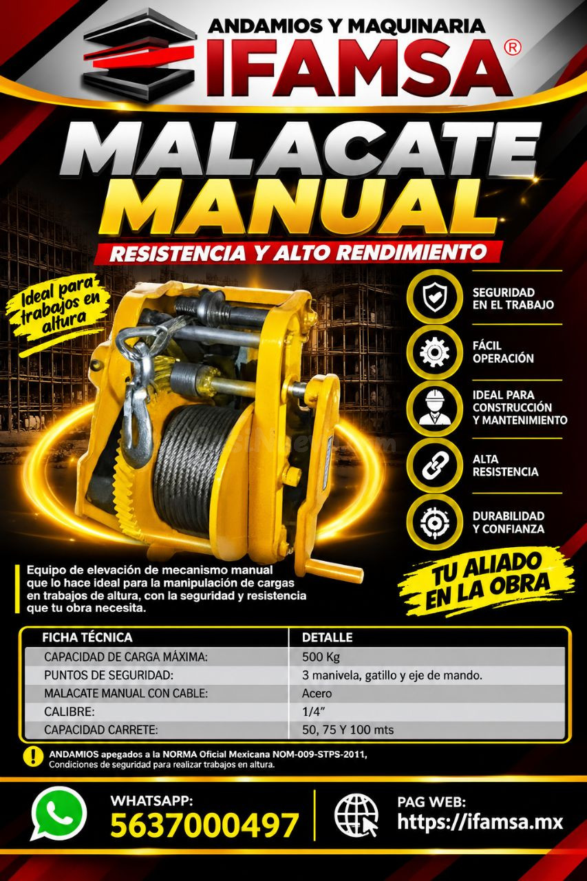 Malacate Manual IFAMSA para trabajos en altura
