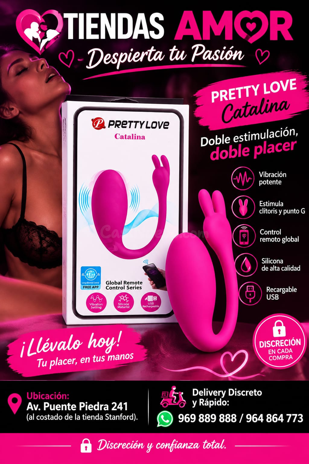 Pretty Love Catalina con App 12 funciones/Bioprost Desarrollo del Pene Mejora la Potencia Sexual y Aumenta la testosterona. Lima en Puente Piedra