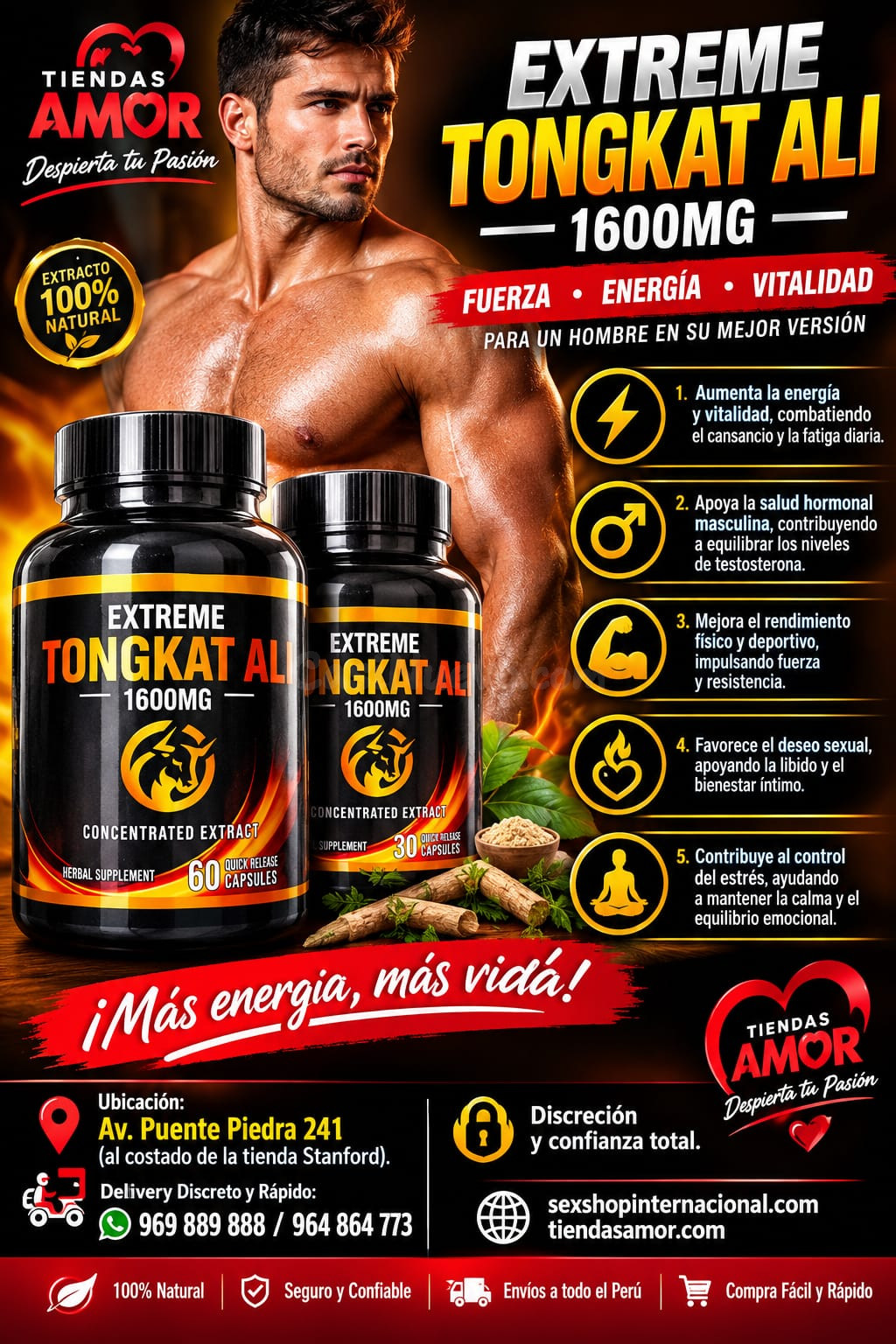 Tongkat Ali Extreme 1,600MG? Máxima Potencia y Vigor/ 889 888 Bioprost Desarrollo del Pene Mejora la Potencia Sexual y Aumenta la Testosterona. Lima en Puente Piedra