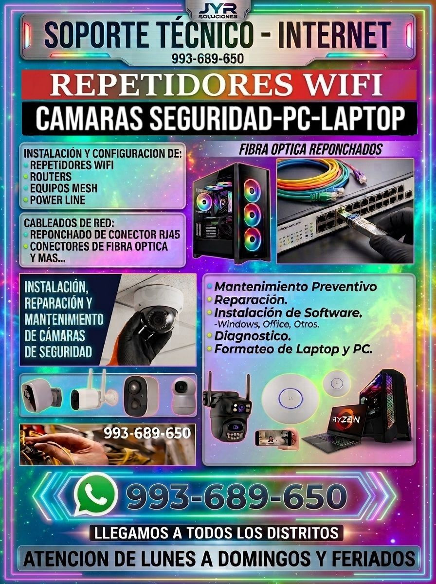 Soporte Técnico a Domicilio:Internet,Fibra Óptica,Cámaras y 