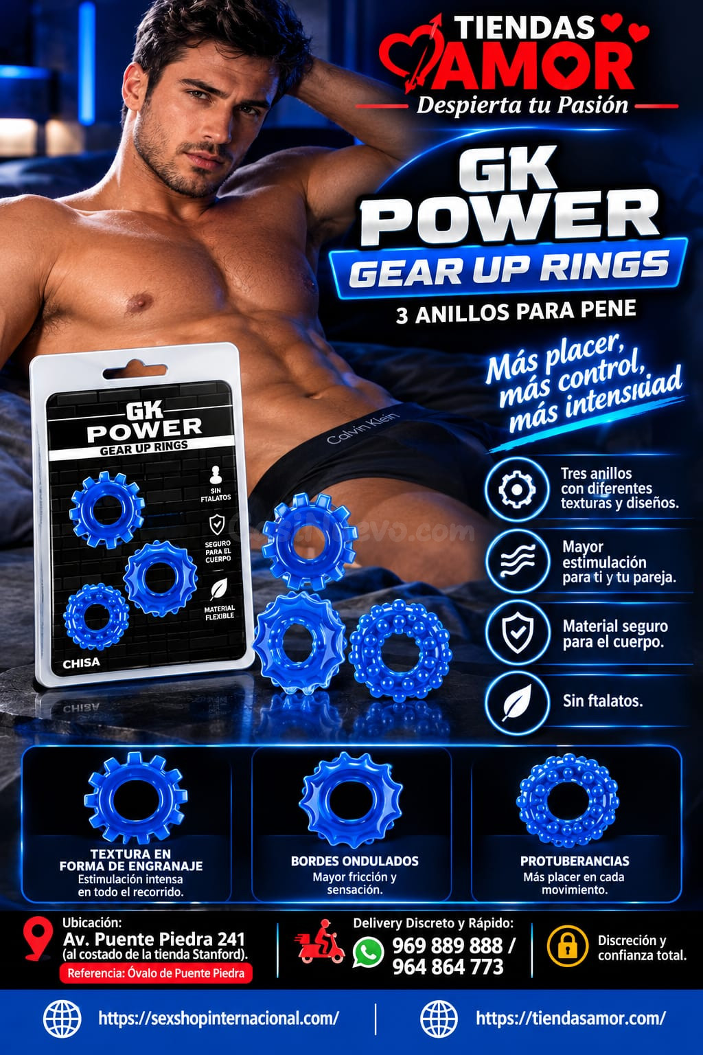 GK Power Anillos Gear Up – Azul-/964 864 773- 969 889 888 Bi
