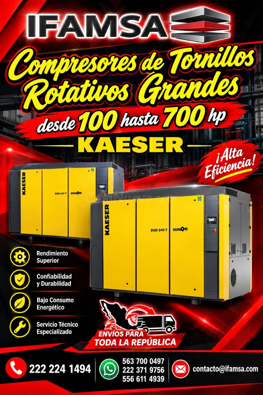 Compresor de tornillos rotativos granez 100 a 700Hp, KAESER