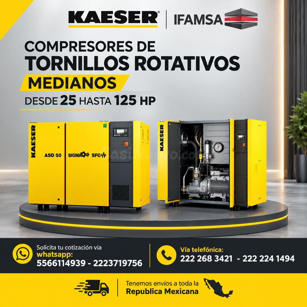 COMPRESORES DE TORNILLOS ROTATIVOS MEDIANOS DESDE 25 HASTA 125 HP