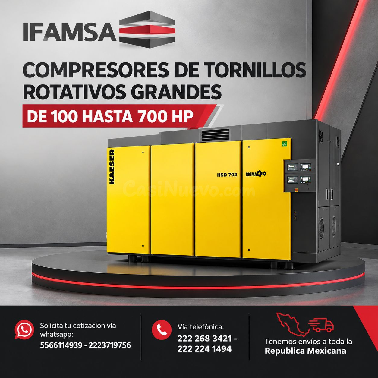 COMPRESORES DE TORNILLOS ROTATIVOS GRANDES DE 100 HASTA 700 HP