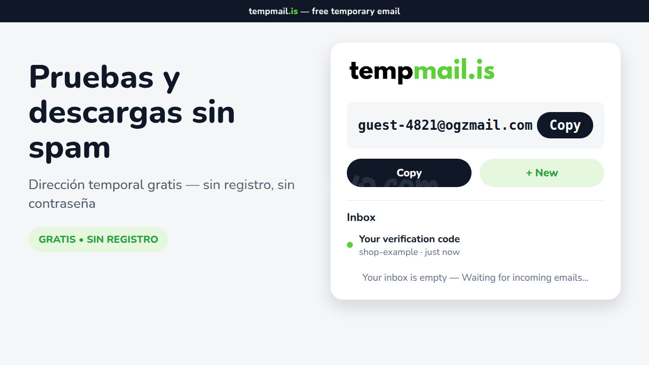 Correo temporal gratis - tempmail.is