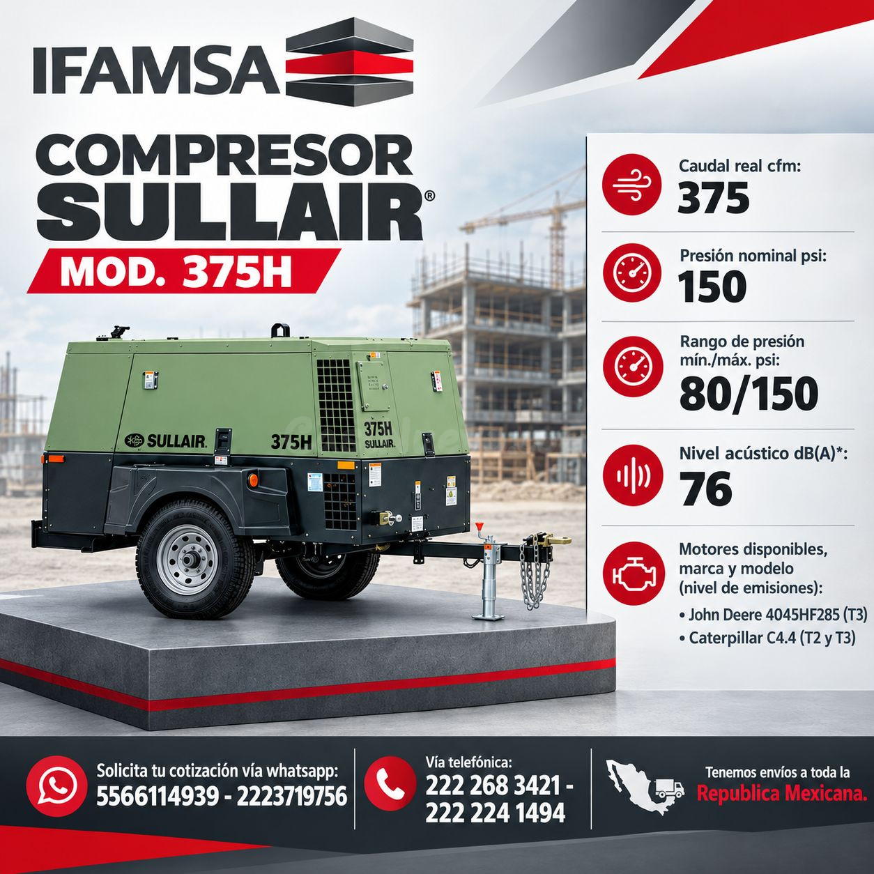 SULLIAR MODELO 375H COMPRESOR