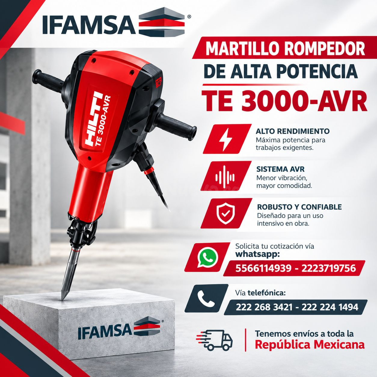 DE ALTA POTENCIA TE 3000-AVR  MARTILLO ROMPEDOR IFAMSA