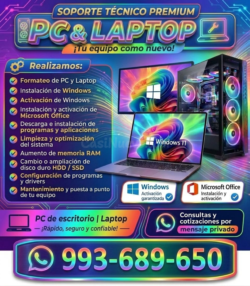 TECNICO DE PCS,LAPTOPS,FORMATEOS,MANTENIMIENTO