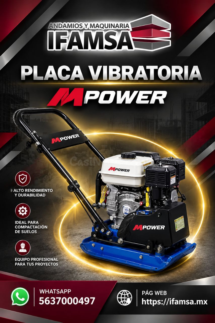 Placa vibratoria Mpower para compactación de suelos