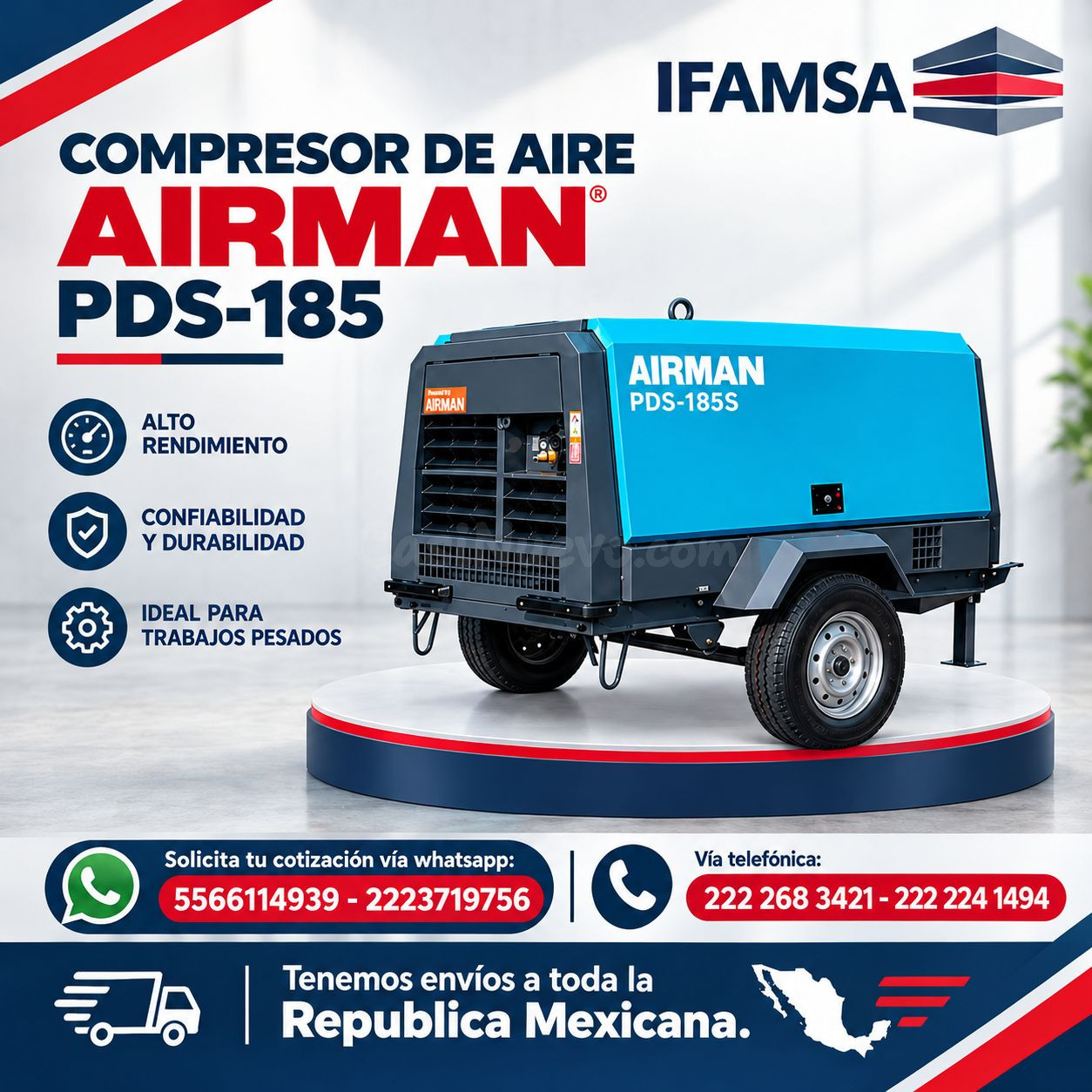 COMPRESOR DE AIRE AIRMAN MODELO PDS-185
