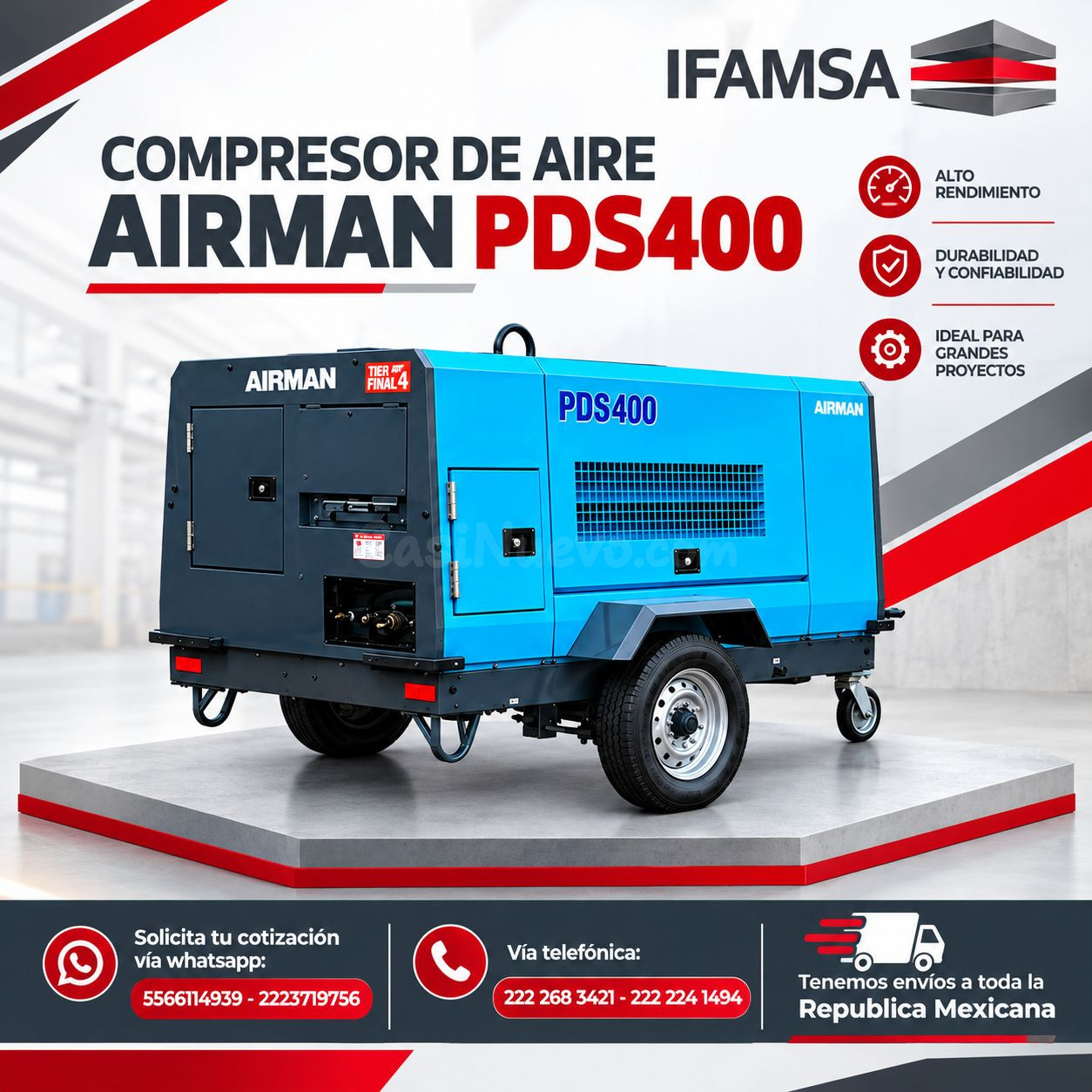 MODELO PDS400 AIRMAN  COMPRESOR DE AIRE