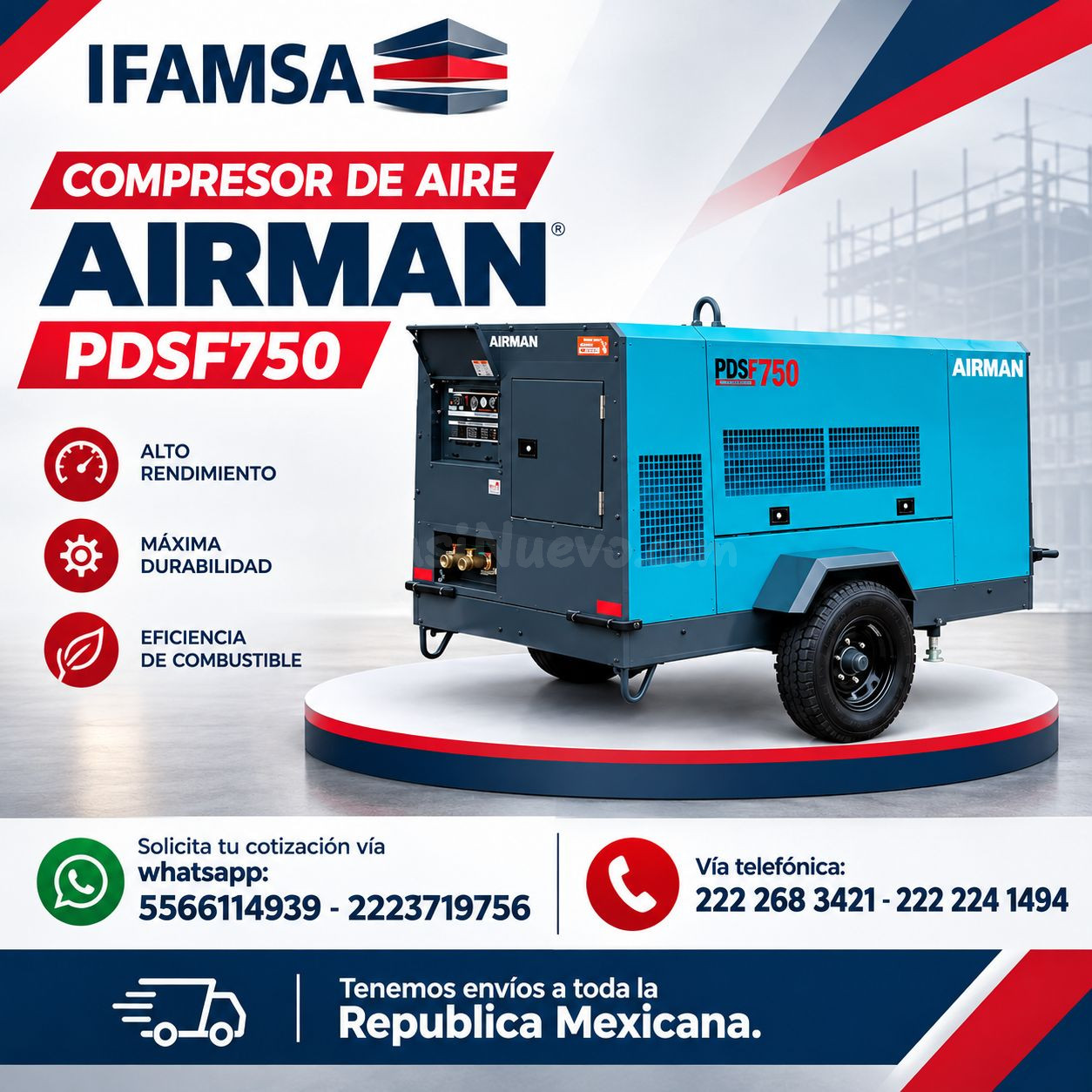 COMPRESOR DE AIRE AIRMAN MODELO PDSF750 EN IFAMSA