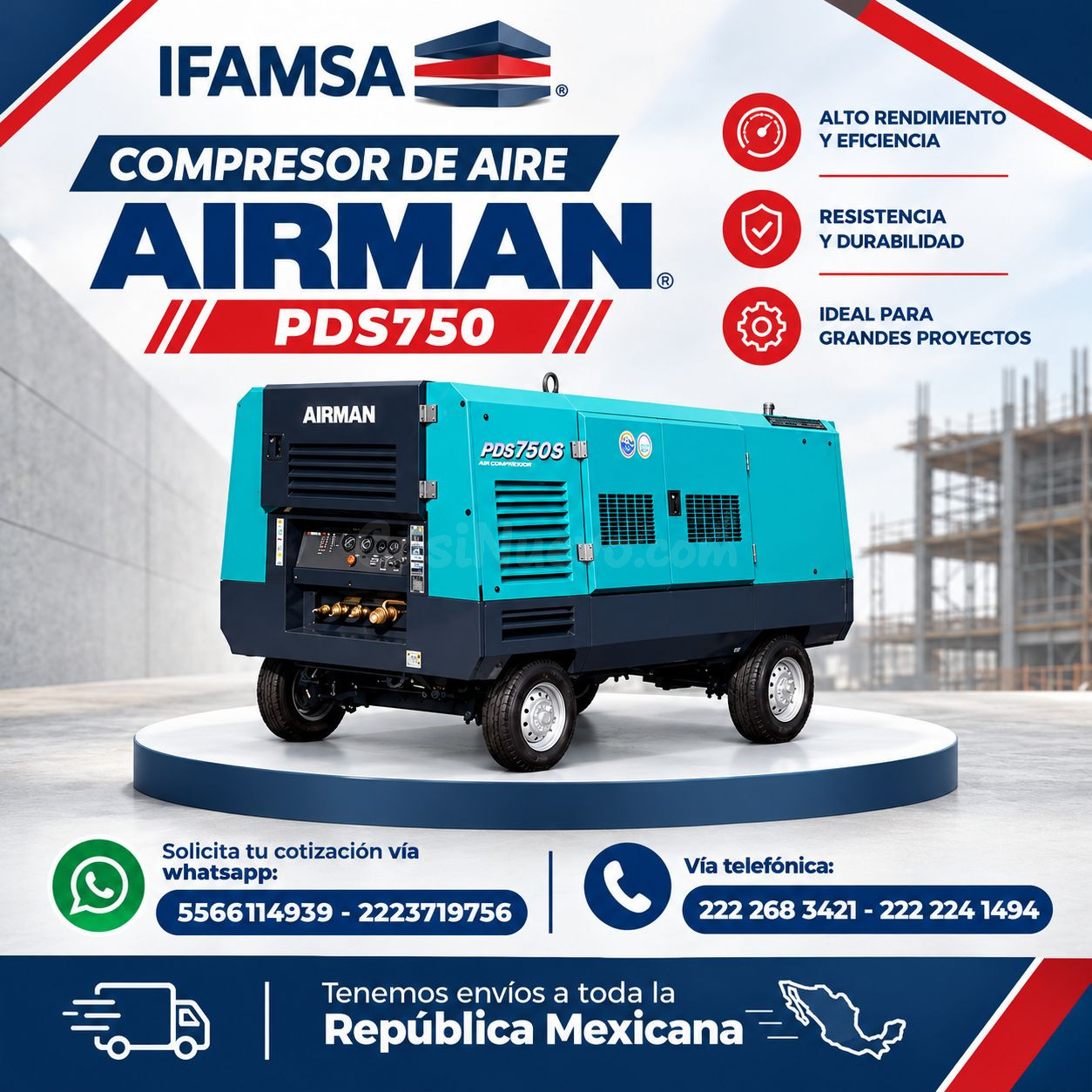 AIRMAN MODELO PDS750 EN IFAMSA  COMPRESOR DE AIRE