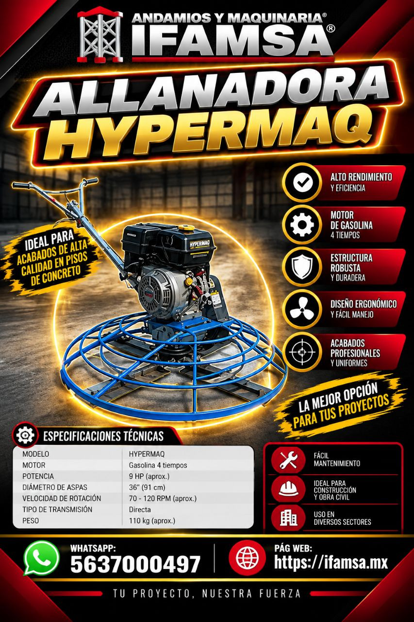 Allanadora Hypermaq para pisos de concreto