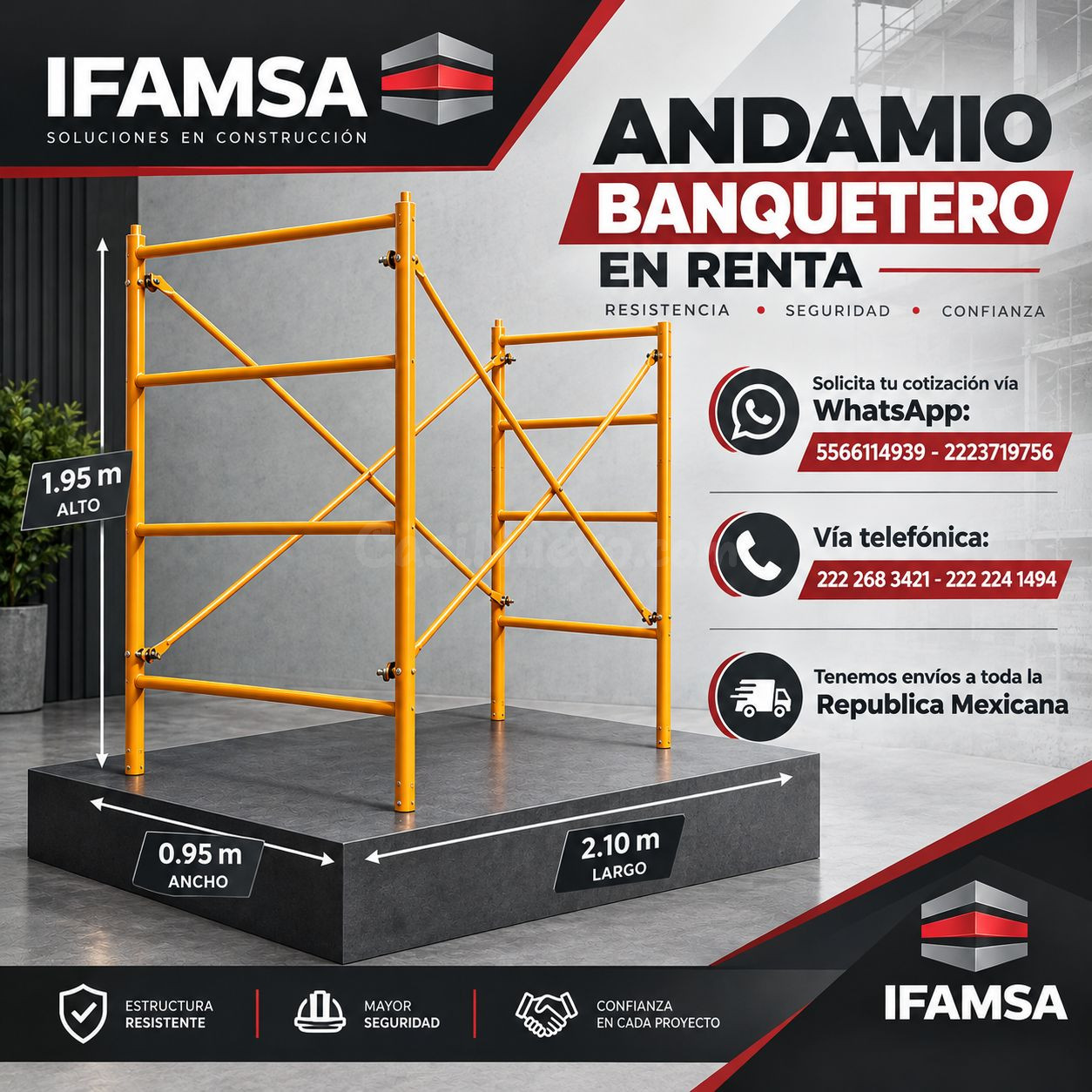 RENTA DE MODULOS DE ANDAMIO BANQUETERO