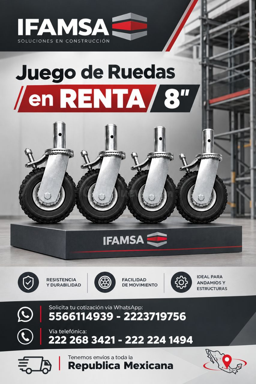 Juego de ruedas 8'' en renta para andamios