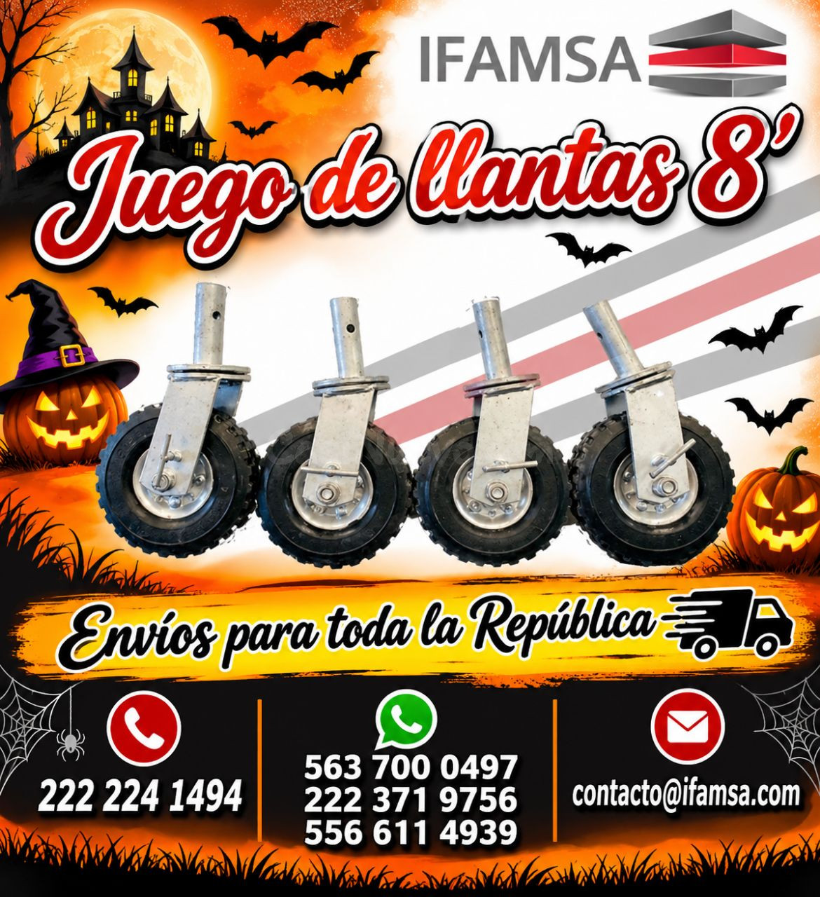 Juego de 8 ruedas para carretilla