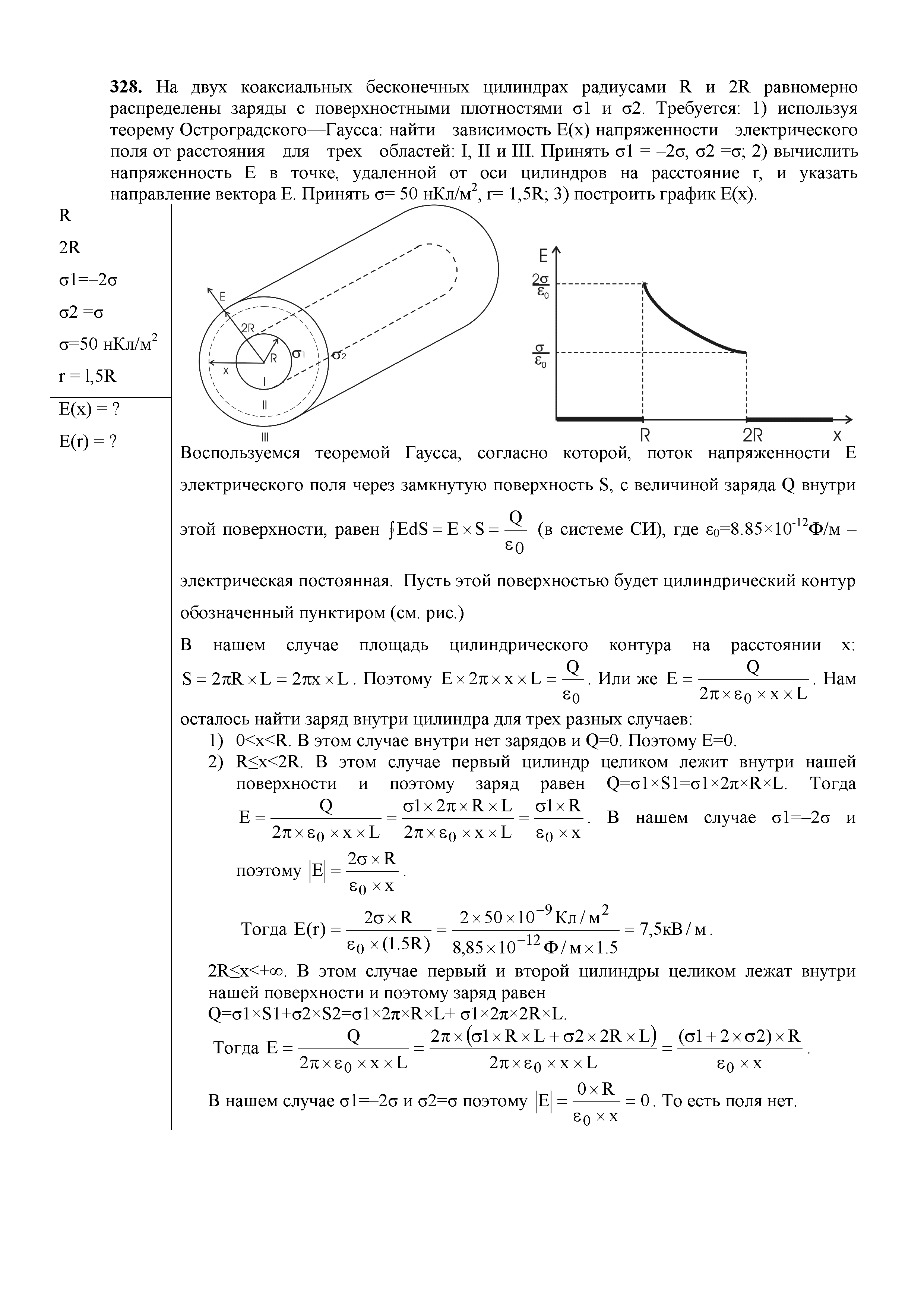 Найти радиус заряда. На двух коаксиальных бесконечно длинных цилиндрах радиусами. Электрическое поле коаксиальных цилиндров. График зависимости напряженности от расстояния для цилиндра. Поле двух коаксиальных цилиндров.