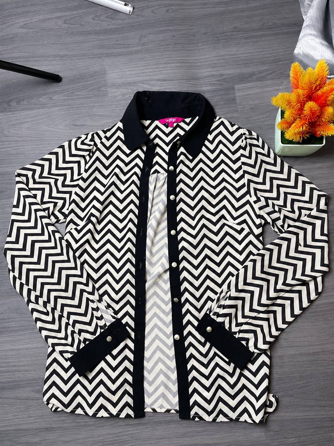 Chemise Manches Longues à Motif Chevrons — image principale