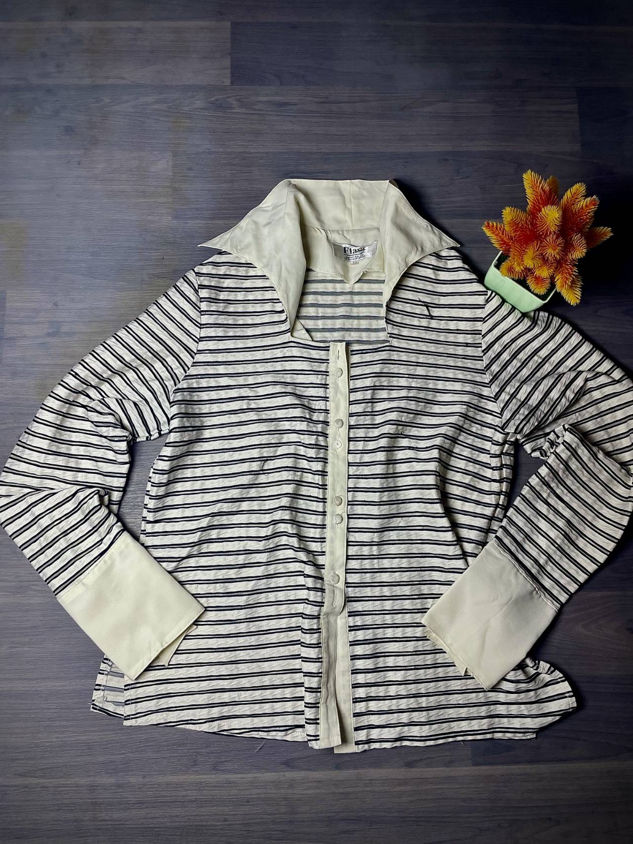 Chemisier Femme Rayé à Grand Col – Flax — image principale