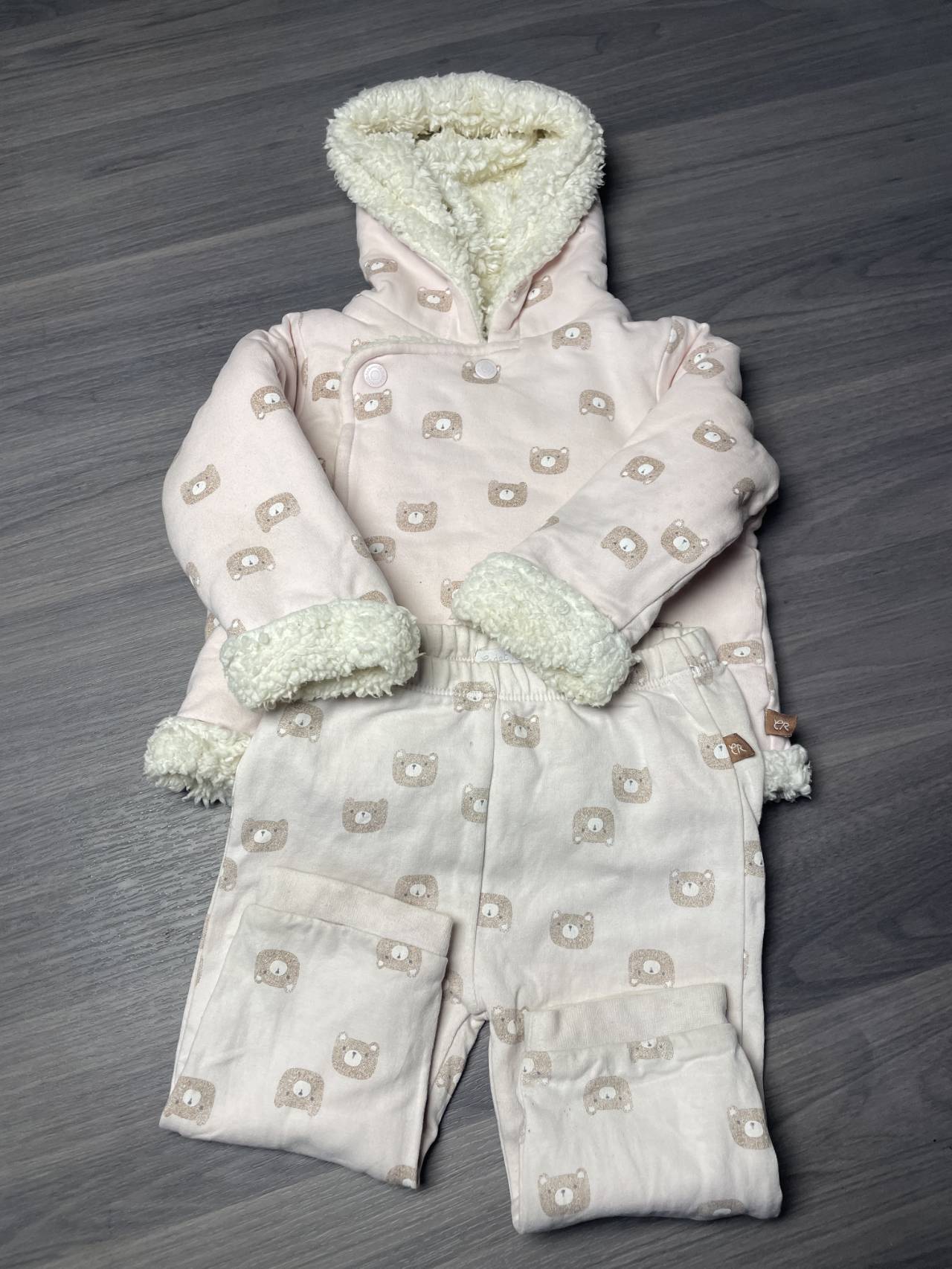 Ensemble Bébé Chaud à Capuche Avec Pantalon – Motif Oursons — image1