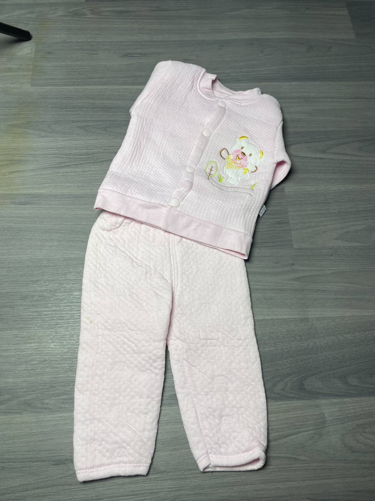 Ensemble Bébé Matelassé 2 Pièces Avec Ourson – Doux Et Chaud — image1