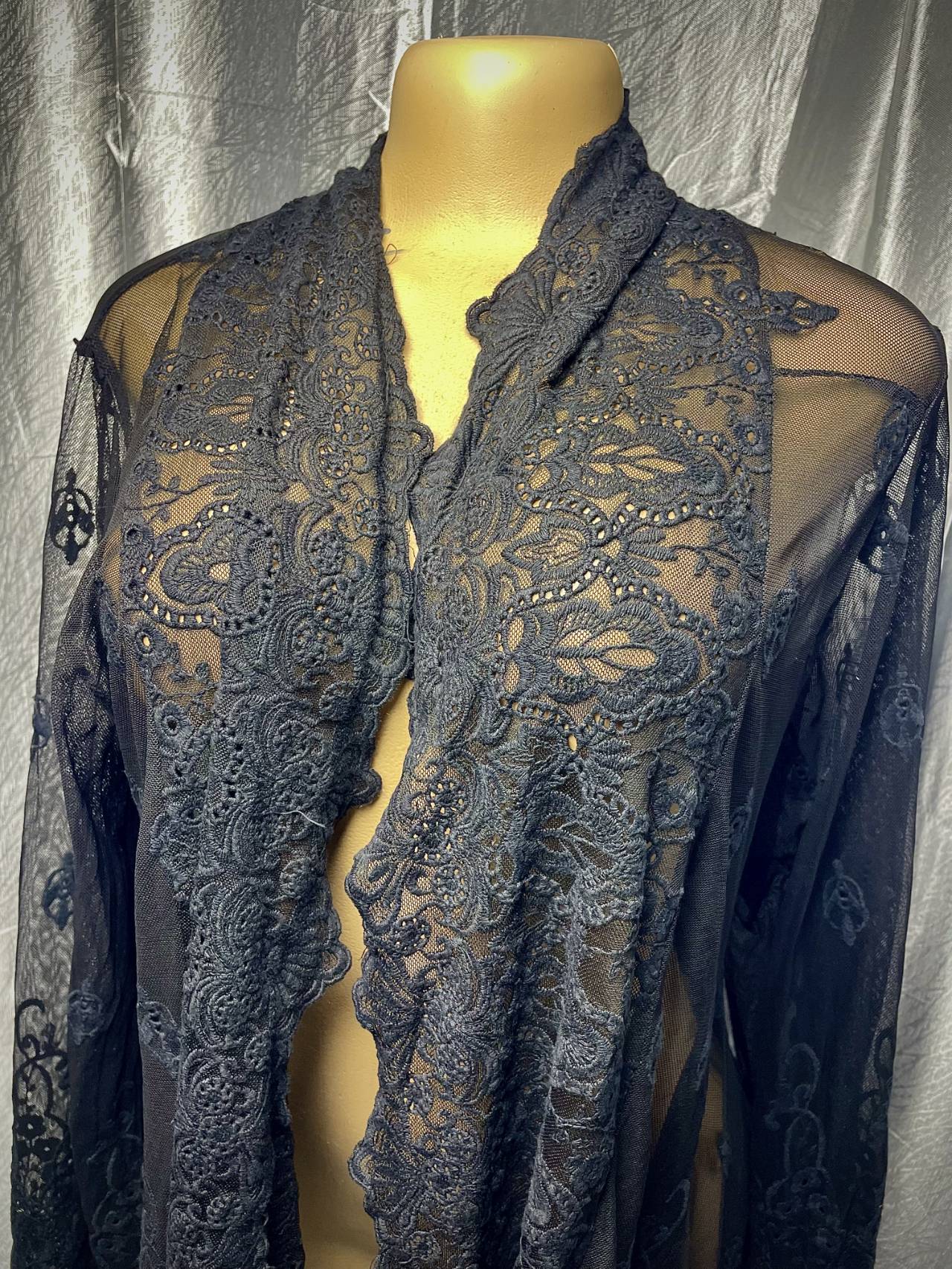 Gilet Long Transparent En Dentelle Brodée — image2