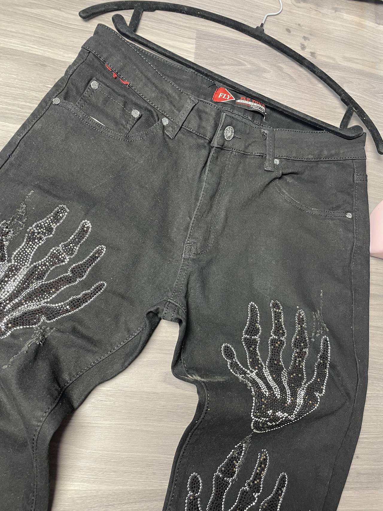 Jean Avec Motif Mains Squelettiques En Strass — image1