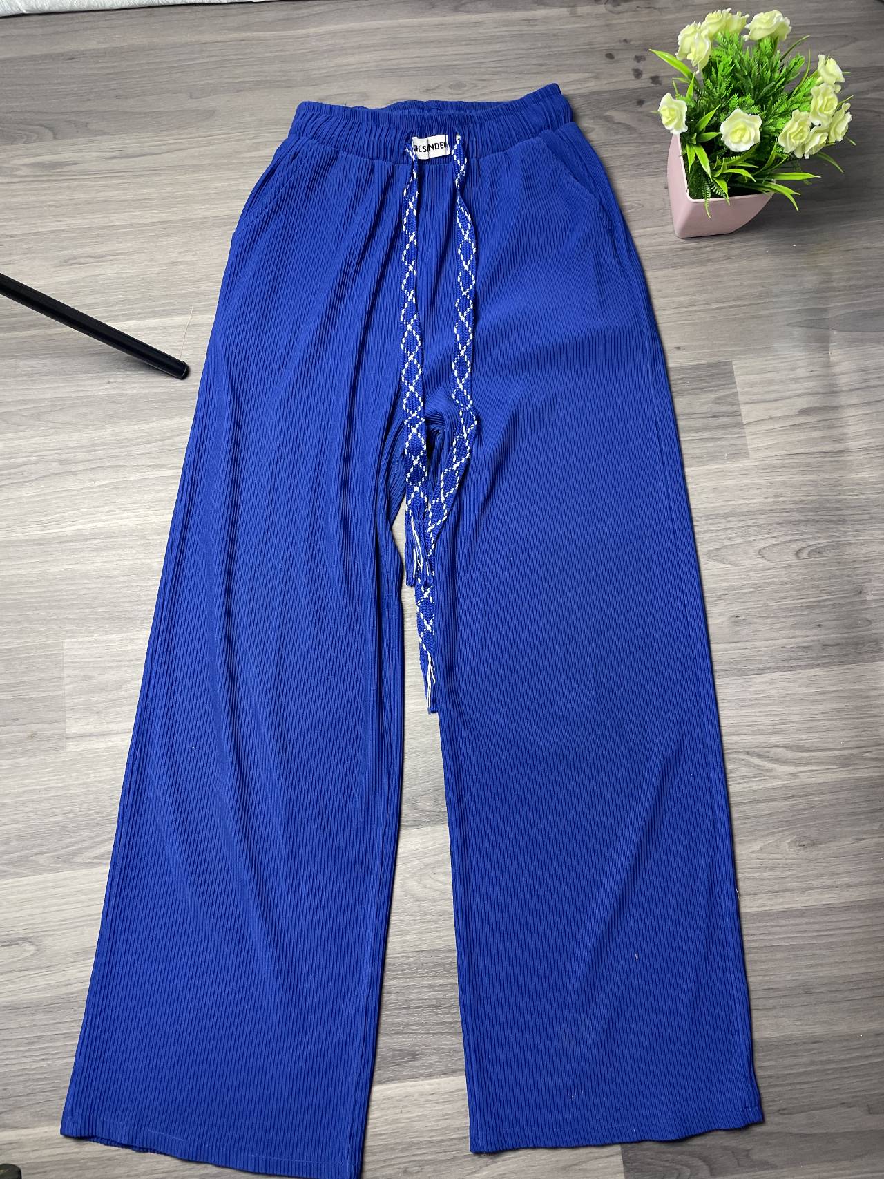 Pantalon Fluide Plissé électrique à Taille élastique — image1