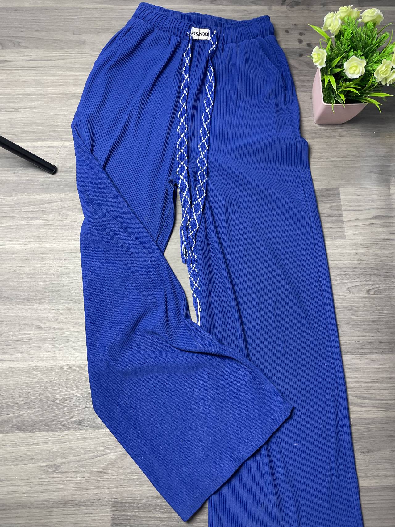 Pantalon Fluide Plissé électrique à Taille élastique — image principale