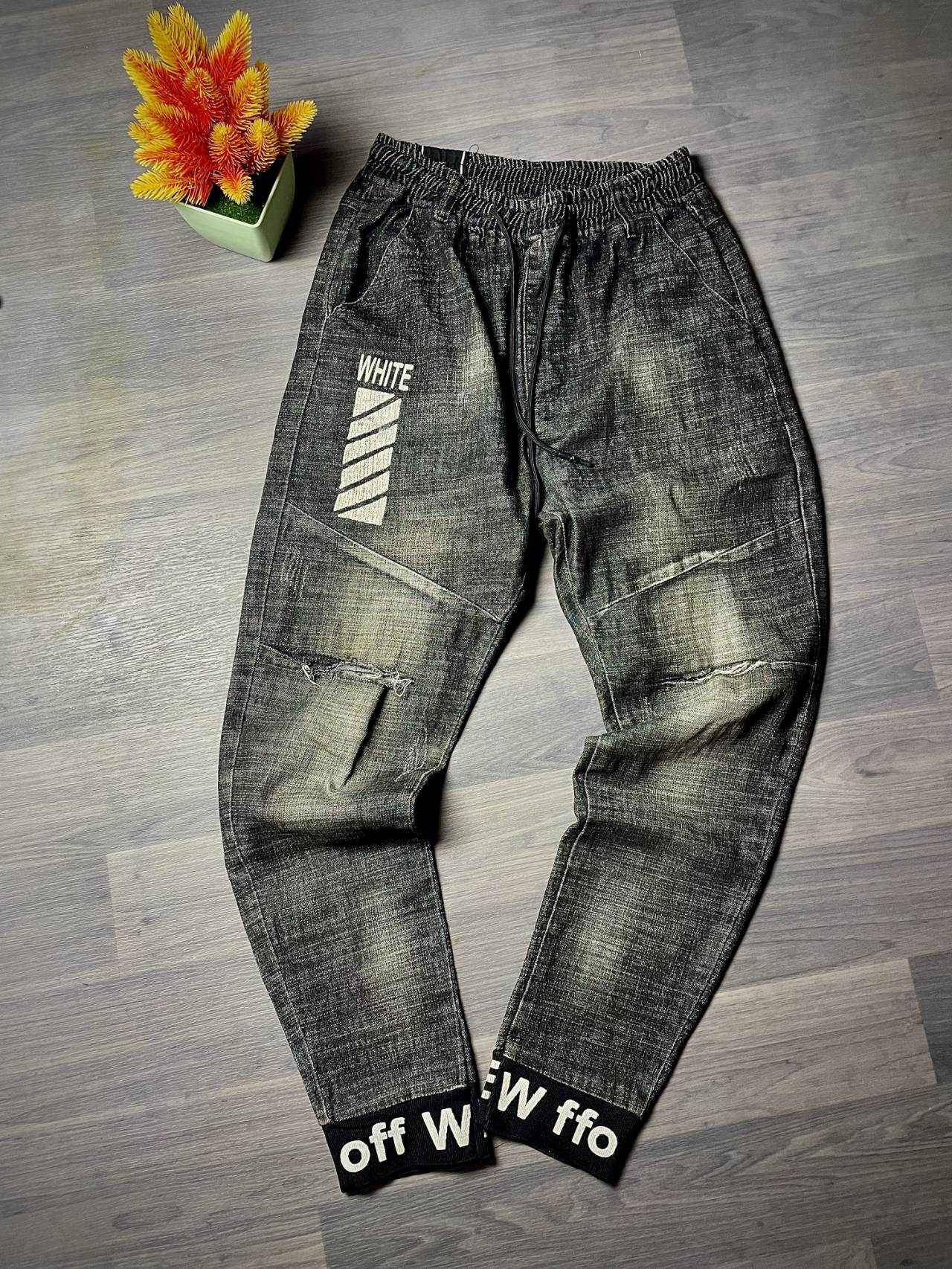 Pantalon Jean Délavé Style Jogger — image principale