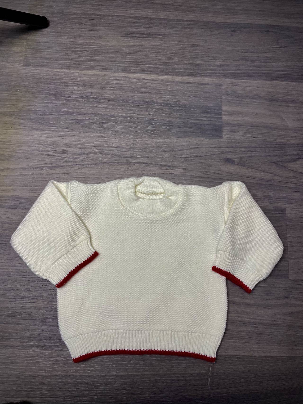 Pull Bébé En Maille Crème à Manches Longues – Liserés — image1