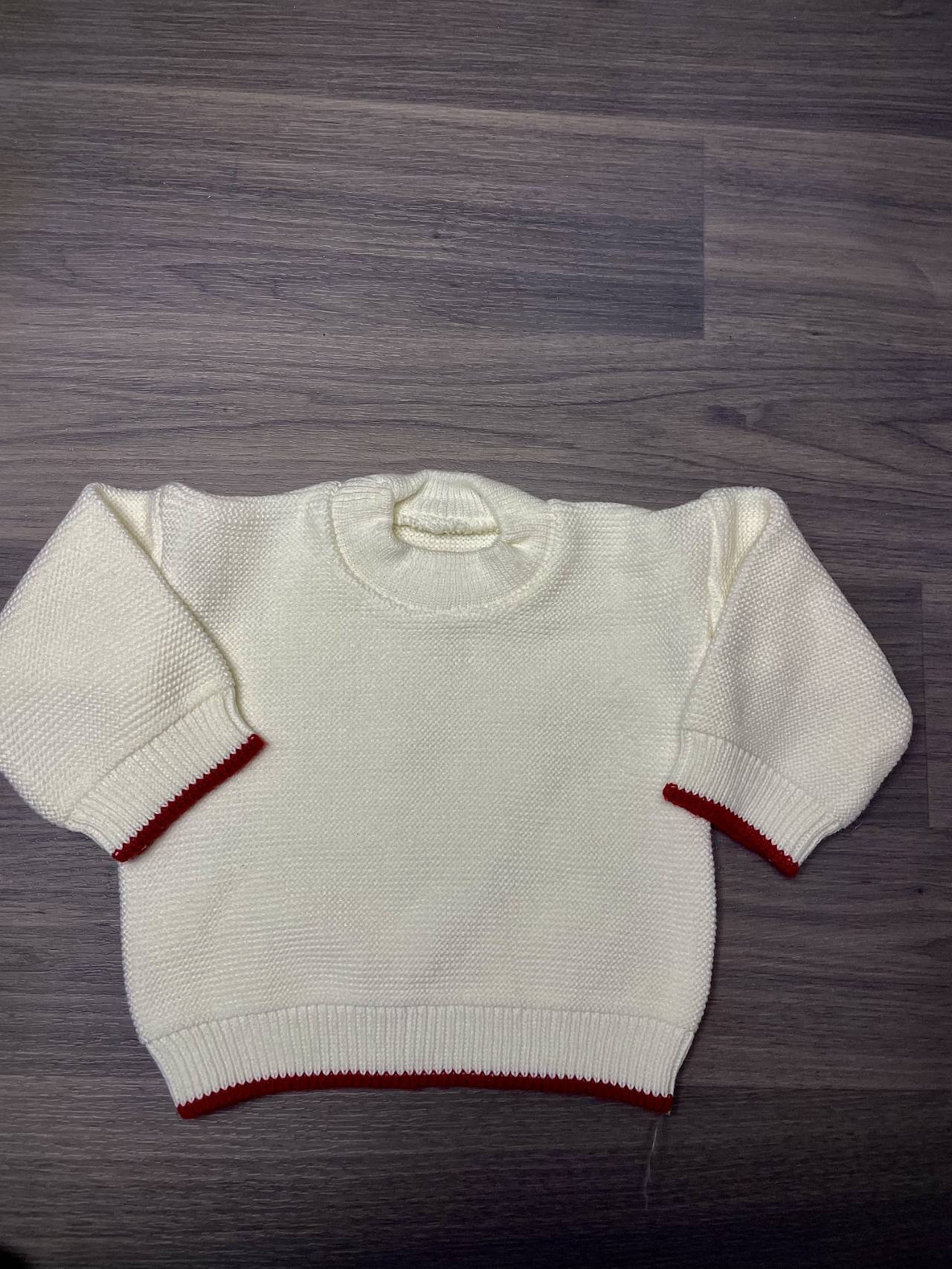 Pull Bébé En Maille Crème à Manches Longues – Liserés — image principale