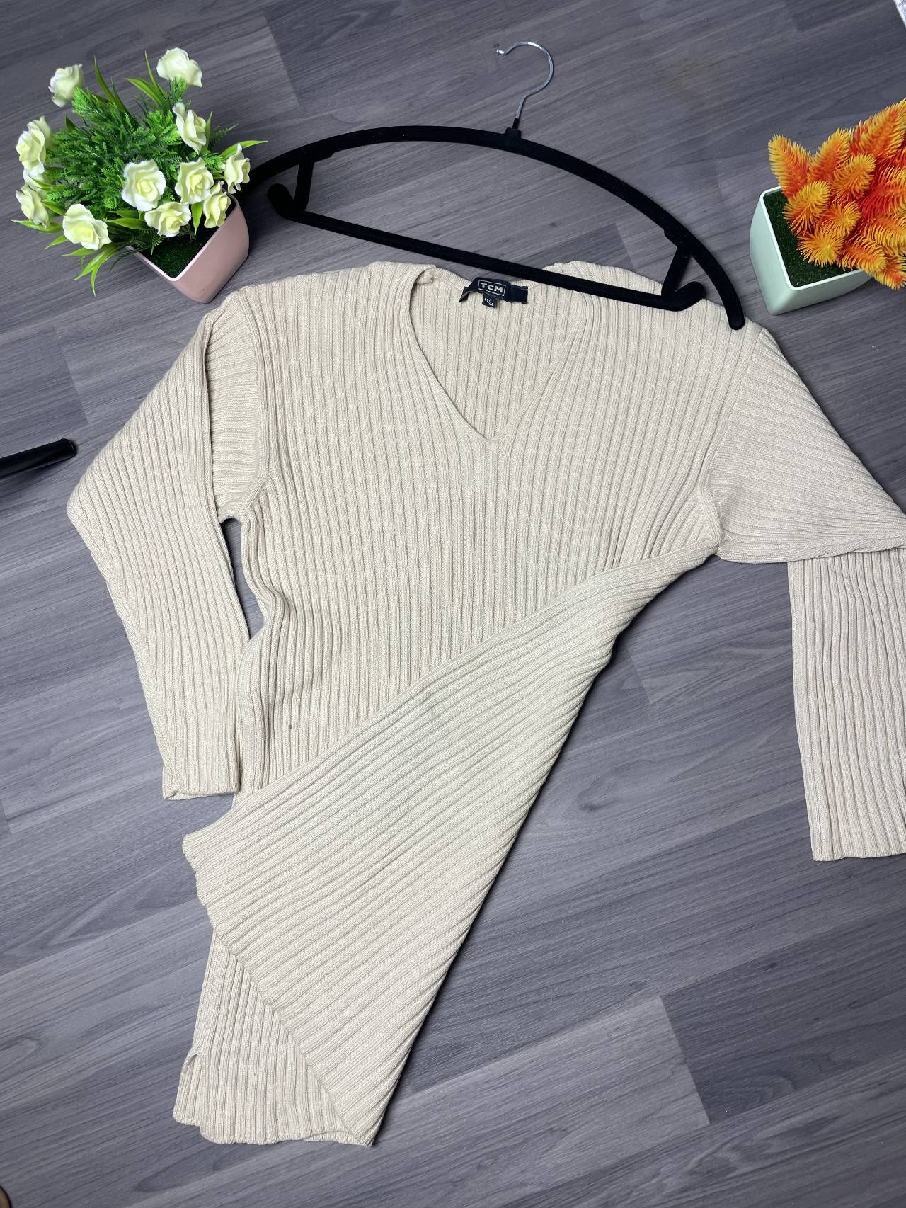 Pull En Maille Côtelée à Col V — image3