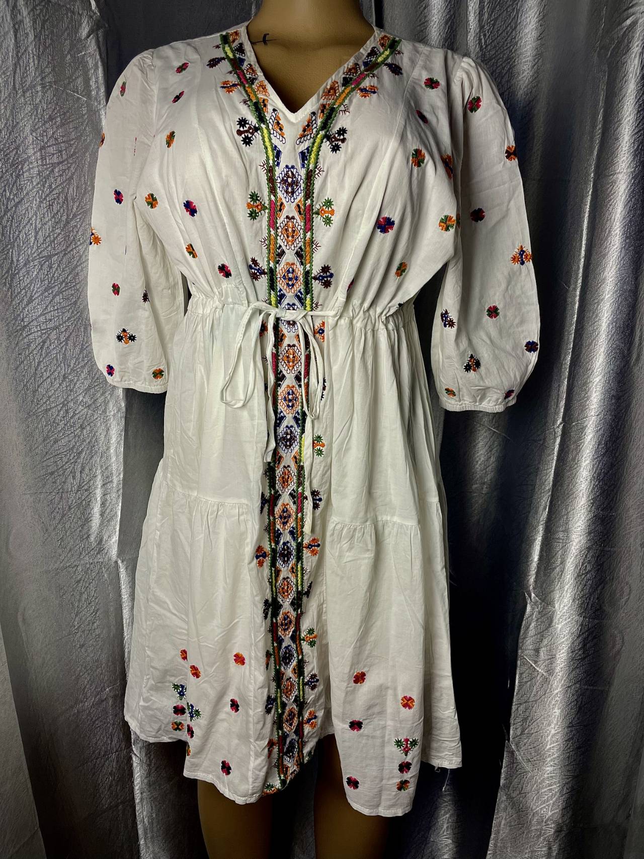Robe Brodée Multicolore Style Bohème — image principale