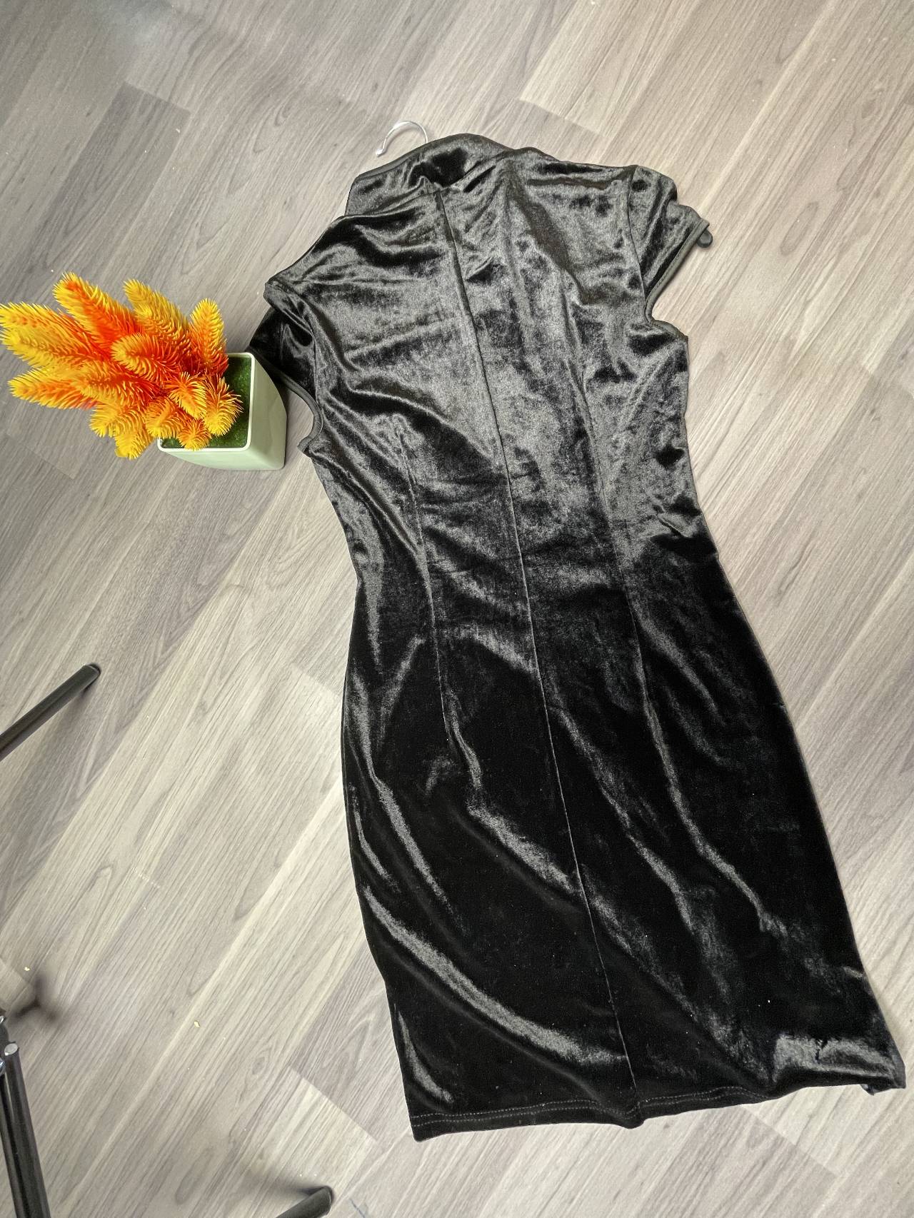 Robe En Velours Style Asiatique – Fente élégante — image2
