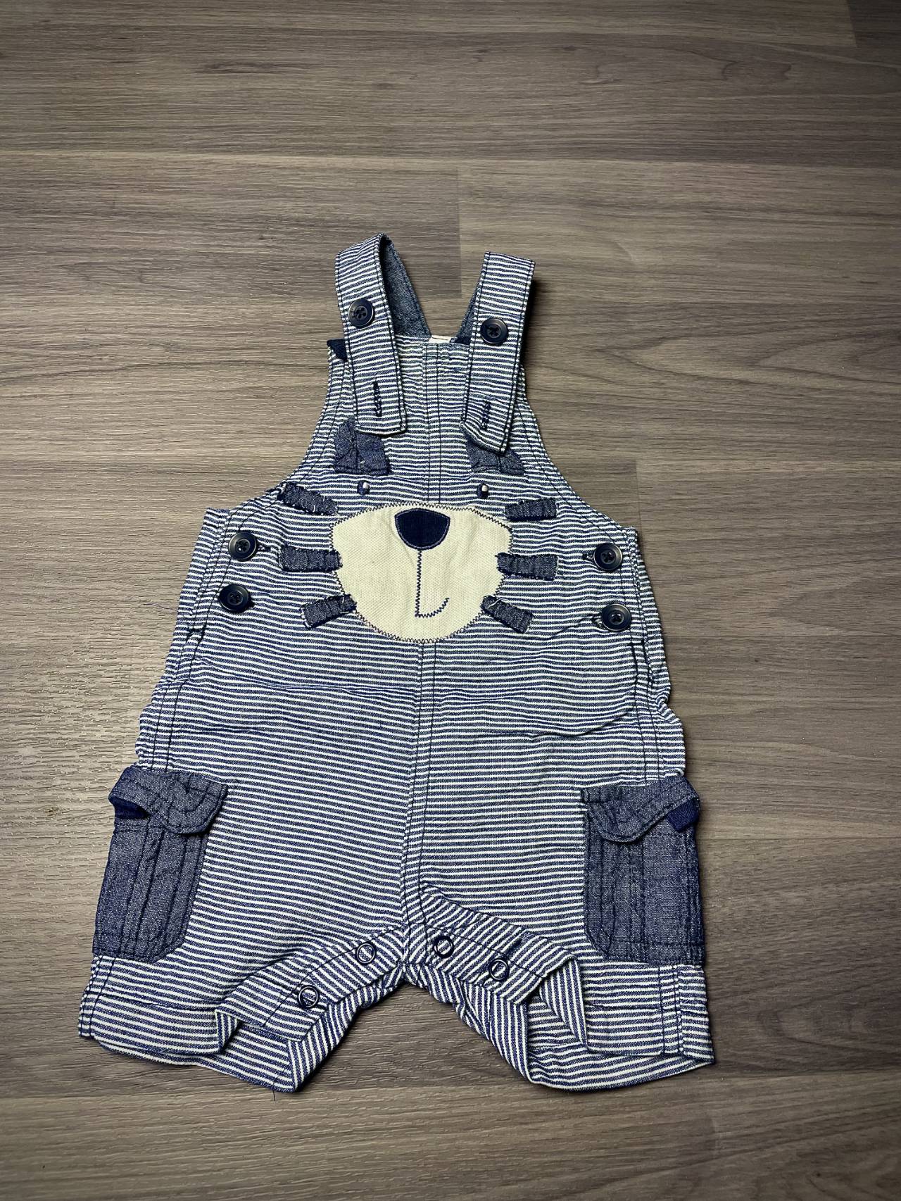 Salopette Courte Bébé Rayée Avec Motif Lion — image principale