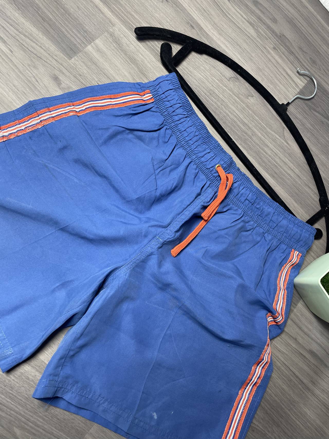 Short De Bain Avec Bandes Contrastées Orange — image1