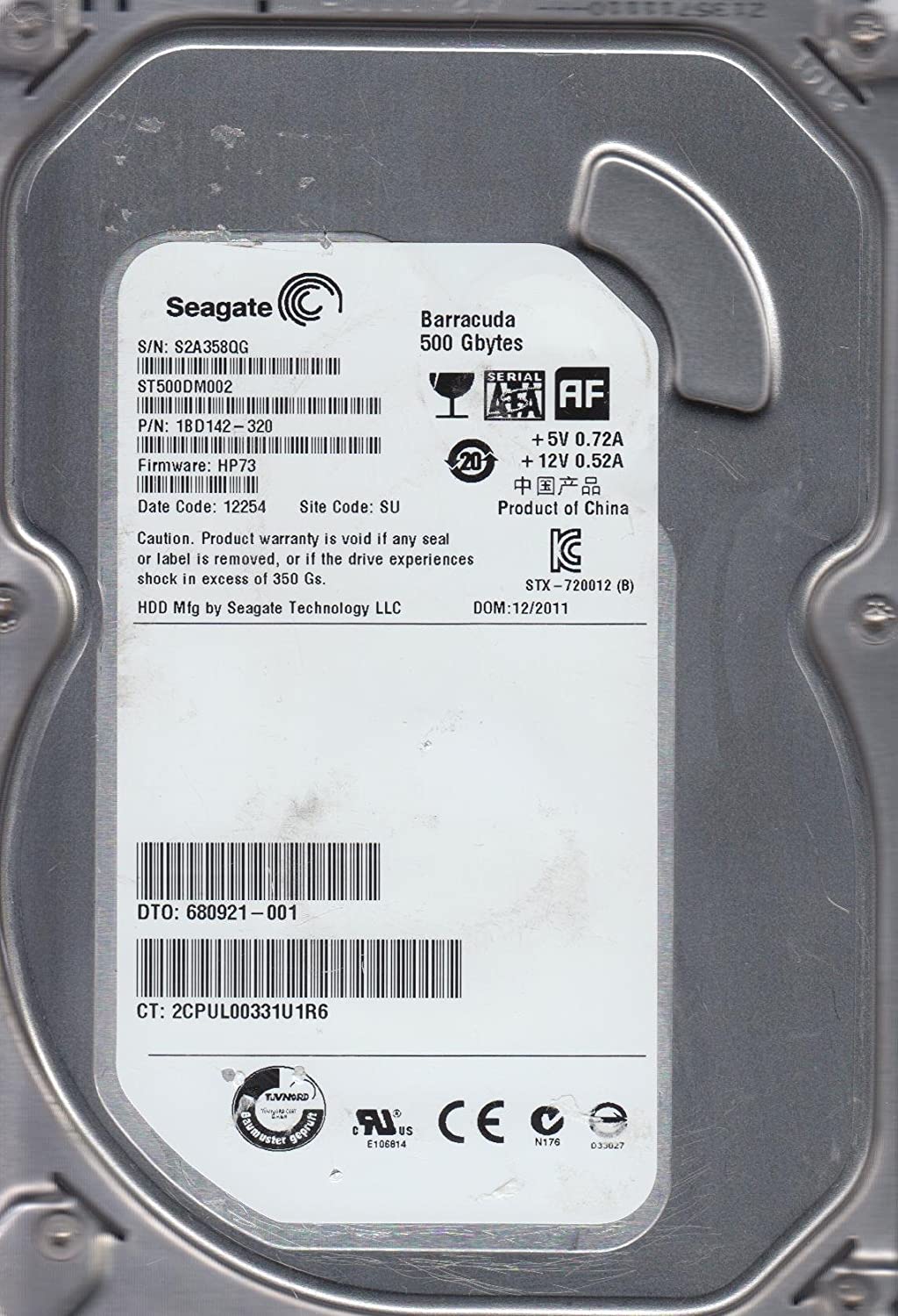 Seagate HDD 500GB SATA3 Pull16MB;6Gb/s;7200RPM12 mjeseci garancija