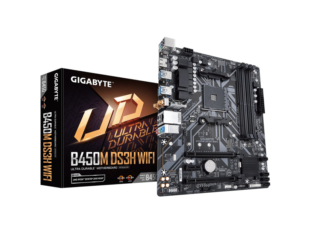 Gigabyte MB B450M DS3H WIFIAM4;4xDDR4 up to 128GB/3600MHz1xM.2,4xSATA,2xPS/2,8xUSB,HDMI,