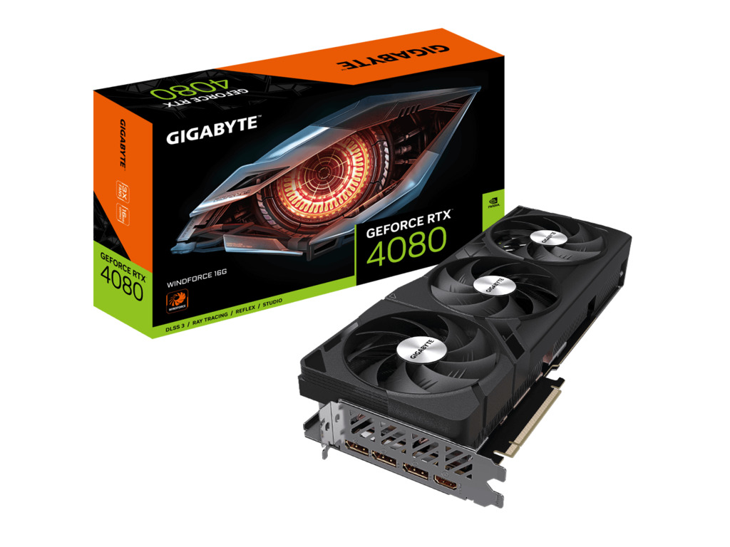 Gigabyte VGA RTX 4080 WFWindforce 16G, GDDR6X, 256bit,3x DP, 1xHDMI