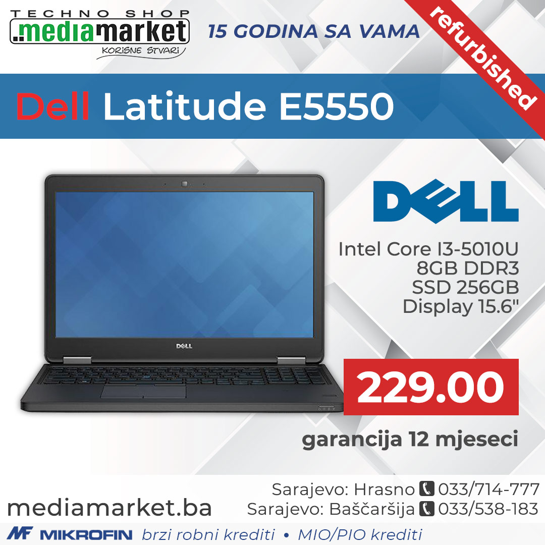 LAPTOP DELL LATITUDE E5550 I3-5010U 8GB SSD 256GB 15.6"