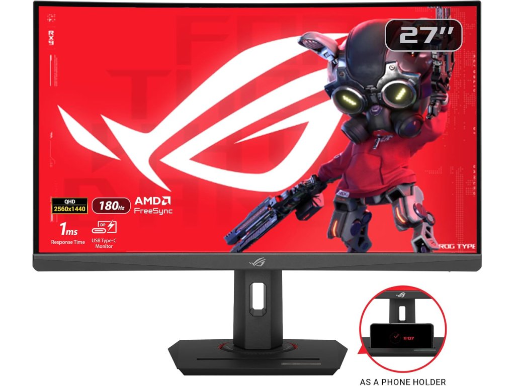 Asus ROG Strix XG27WCS USBType-C 27" gaming monitor,zakrivljeni, 180 Hz, 1 ms, VA