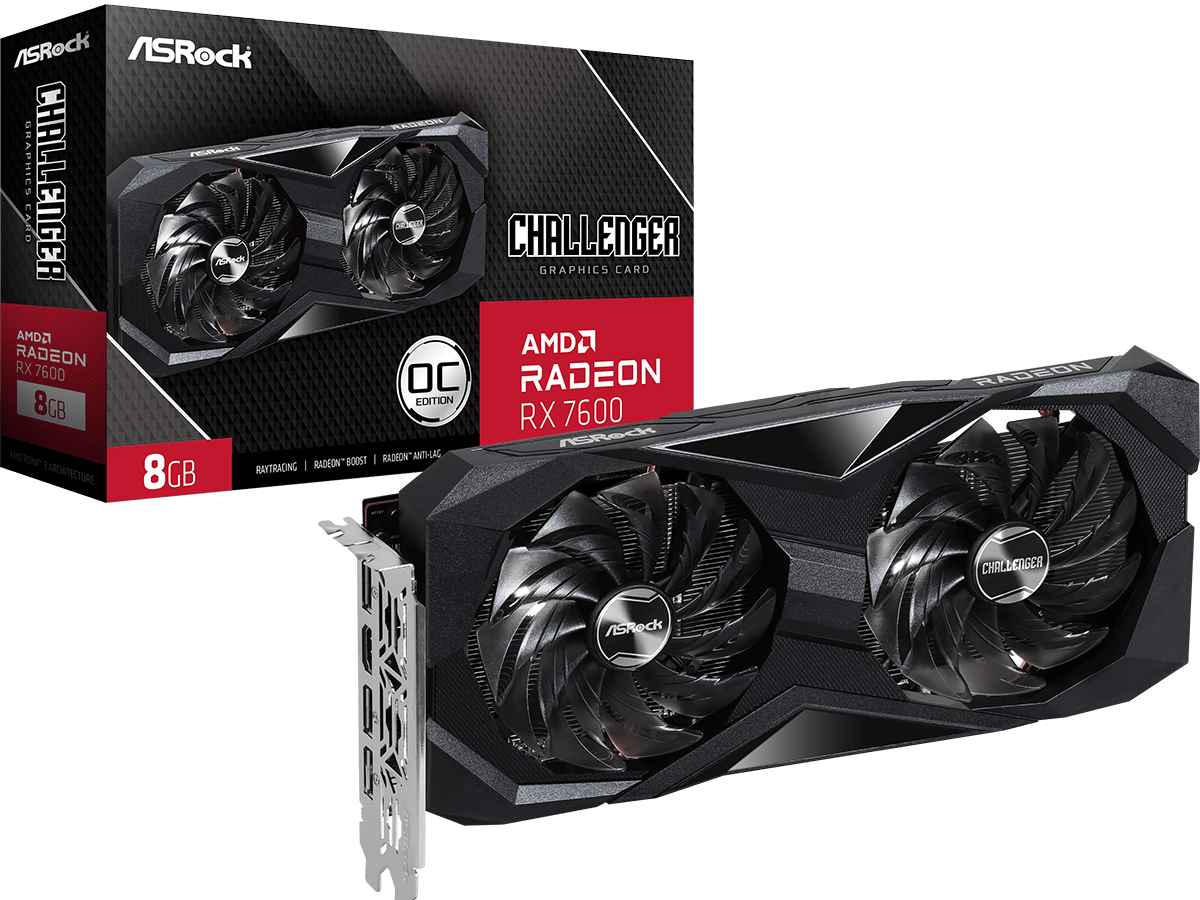 ASROCK VGA RX7600 CL 8GOChallenger, 8GB GDDR6, 128-bit3xDP, HDMI