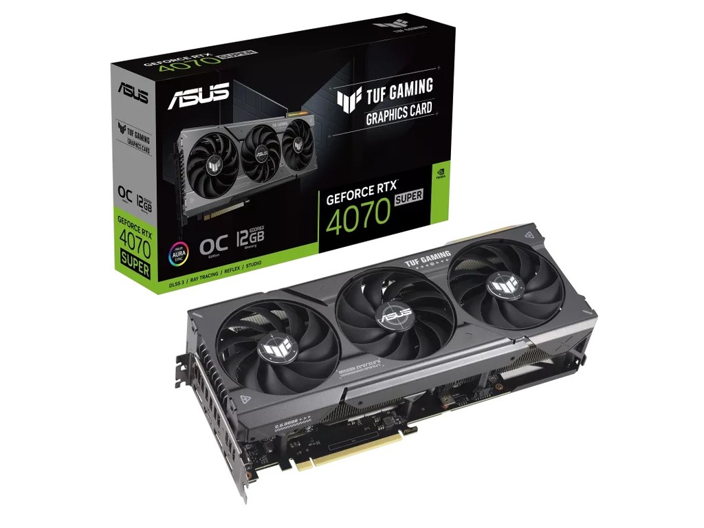 ASUS TUF-RTX4070S-O12G-GAMINGNVIDIA RTX 4070 SUPER, OC,12GB GDDR6X 192bit;HDMI,3xDP