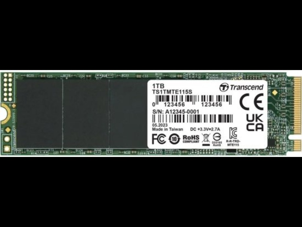 Transcend SSD 1TB M.2 NVMePCIe Gen3 x4,3,200/2000 MB/s