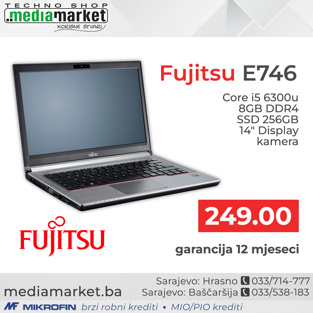 LAPTOP FUJITSU E746 Core i5-6300 8GB DDR4 SSD 256GB