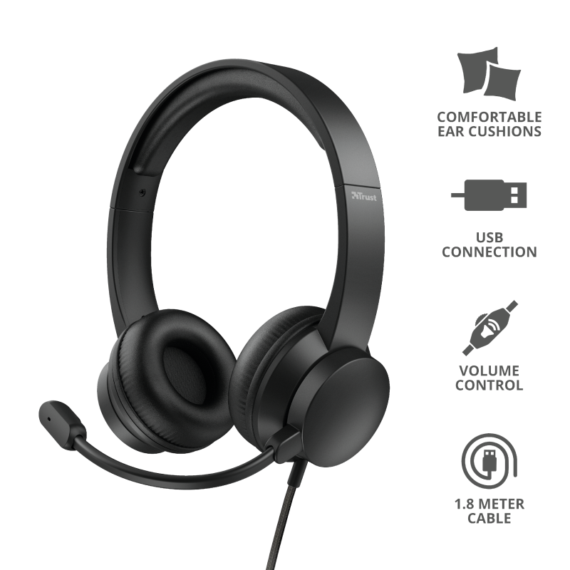 Rydo On-Ear USB HeadsetClear digital speechInLine control/vol/mute/unmute