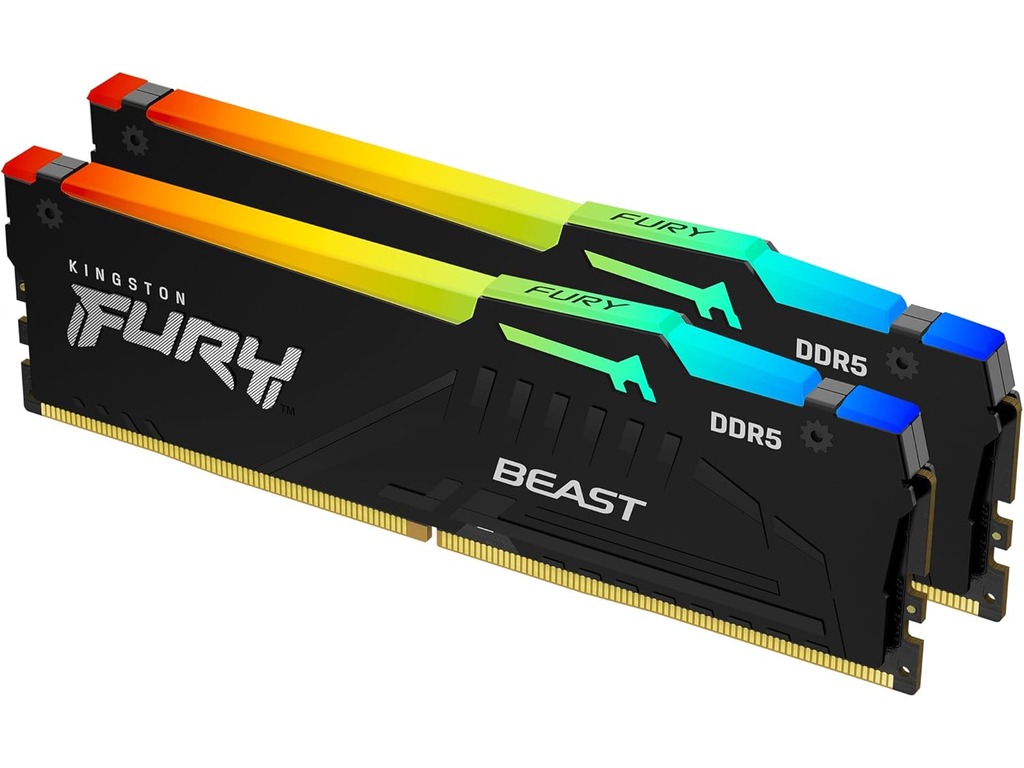 Kingston 64GB 6000MHz DDR5 RGBFury Beast (2x32GB), CL30,XMP, EXPO, 2RX8, 288-pin 16Gbit