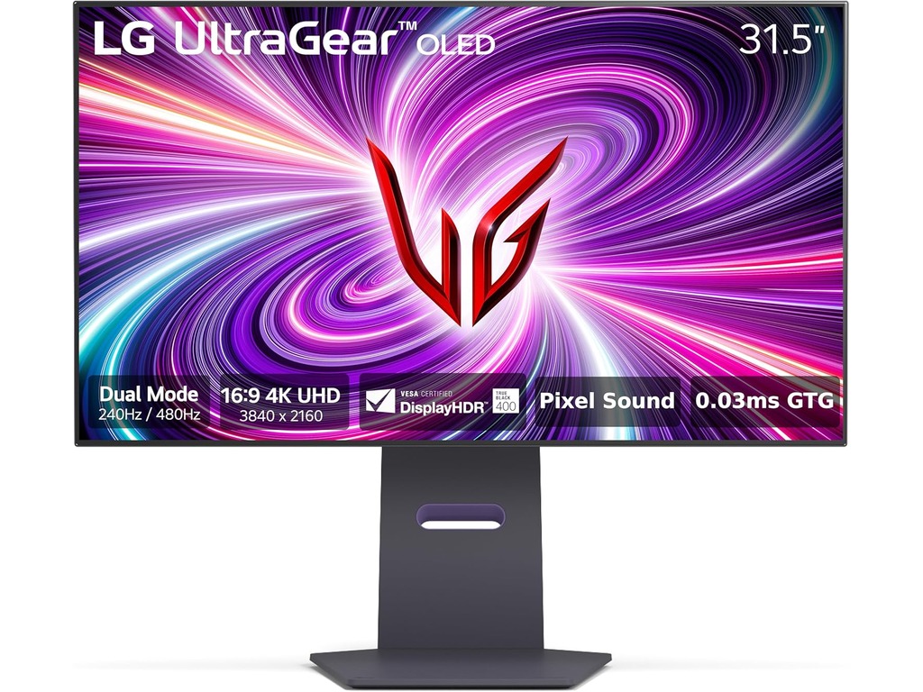 LG 32" 4K OLED UltraGear MonitDual-Mode, 3840x2160, 480Hz2xHDMI, DP, 2xUSB, HAS, Tilt, Pivot, Swi